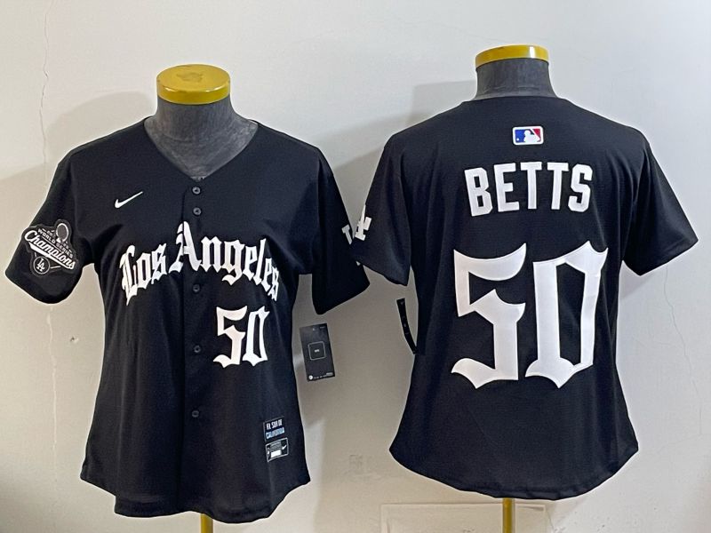 Women Los Angeles Dodgers #50 Betts Black 5th Jointly Name 2026 Nike MLB Jersey style 02